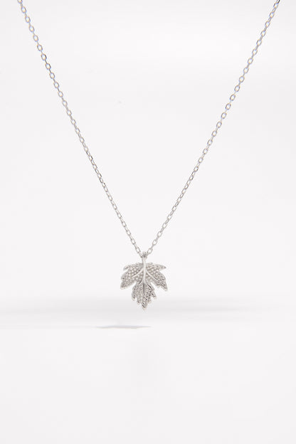 925 Sterling Silver Zircon Maple Leaf Necklace