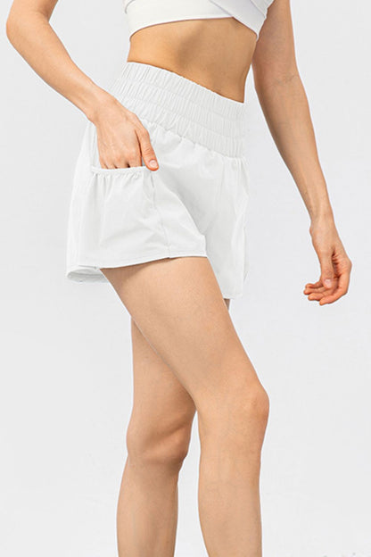 Elastic Waist Pocketed Active Shorts