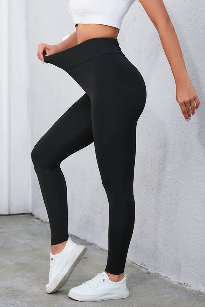 Crisscross Detail Wide Waistband Leggings