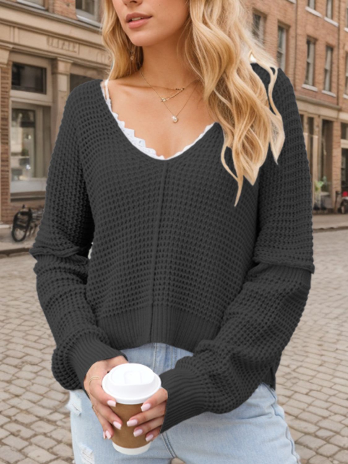 V-Neck Long Sleeve Sweater